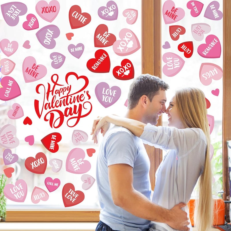 FUULOXE 6 Sheets Valentine's Day Window Clings, Romantic Love Heart Stickers for Home, Office, School Party Glass Decoration - Image 4